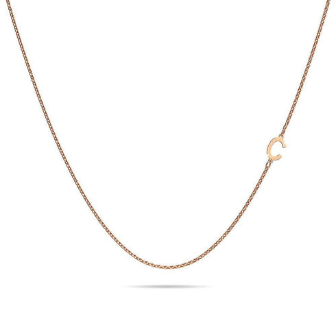 Bold Alphabet Letter Initial Charm Necklace in Rose Gold Tone